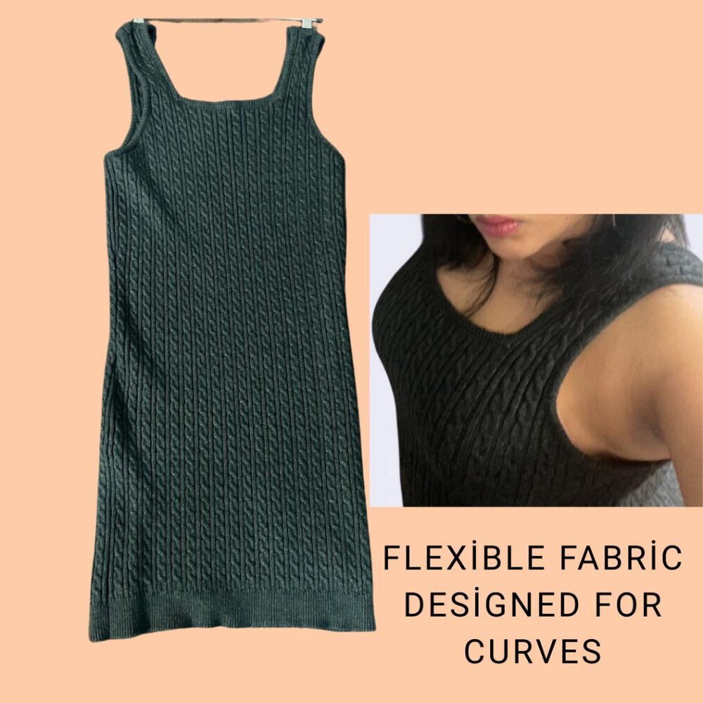 👗 Suzy Shier Size XL Dark Gray & Black Knitted Bodycon Dress 🍂🌸